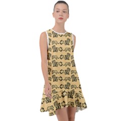 Inka Cultur Animal - Animals And Occult Religion Frill Swing Dress by DinzDas