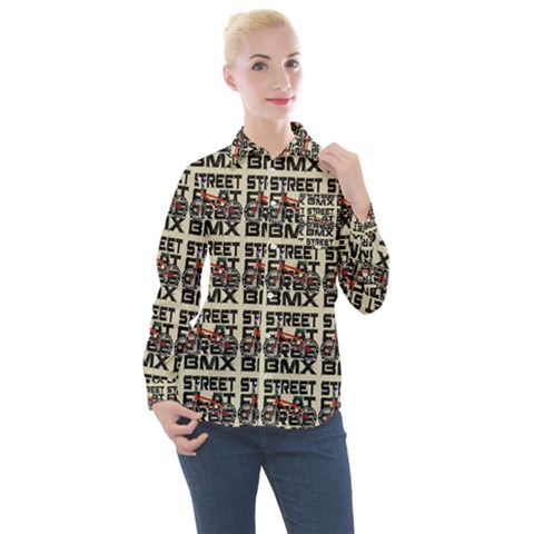 Bmx And Street Style - Urban Cycling Culture Women s Long Sleeve Pocket Shirt by DinzDas