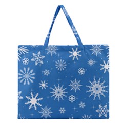 Winter Time And Snow Chaos Zipper Large Tote Bag by DinzDas