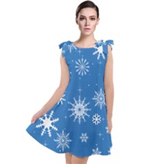 Winter Time And Snow Chaos Tie Up Tunic Dress by DinzDas