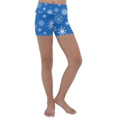 Winter Time And Snow Chaos Kids  Lightweight Velour Yoga Shorts by DinzDas