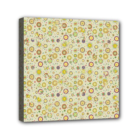 Abstract Flowers And Circle Mini Canvas 6  X 6  (stretched) by DinzDas