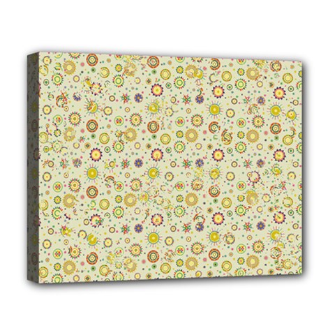 Abstract Flowers And Circle Deluxe Canvas 20  X 16  (stretched) by DinzDas