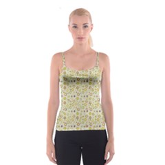 Abstract Flowers And Circle Spaghetti Strap Top