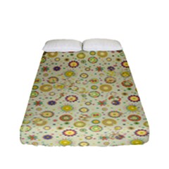 Abstract Flowers And Circle Fitted Sheet (full/ Double Size) by DinzDas