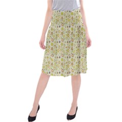 Abstract Flowers And Circle Midi Beach Skirt by DinzDas