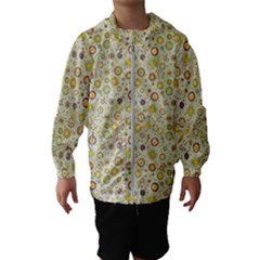 Abstract Flowers And Circle Kids  Hooded Windbreaker by DinzDas