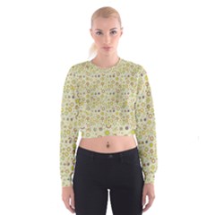 Abstract Flowers And Circle Cropped Sweatshirt by DinzDas