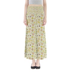 Abstract Flowers And Circle Full Length Maxi Skirt by DinzDas