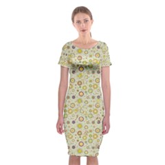 Abstract Flowers And Circle Classic Short Sleeve Midi Dress by DinzDas