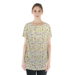 Abstract Flowers And Circle Skirt Hem Sports Top by DinzDas