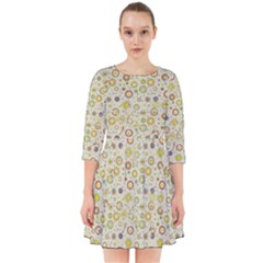 Abstract Flowers And Circle Smock Dress by DinzDas
