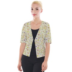 Abstract Flowers And Circle Cropped Button Cardigan by DinzDas