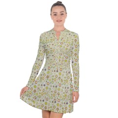 Abstract Flowers And Circle Long Sleeve Panel Dress by DinzDas