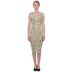 Abstract Flowers And Circle Sleeveless Pencil Dress by DinzDas