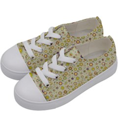 Abstract Flowers And Circle Kids  Low Top Canvas Sneakers by DinzDas