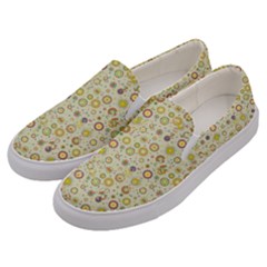 Abstract Flowers And Circle Men s Canvas Slip Ons by DinzDas