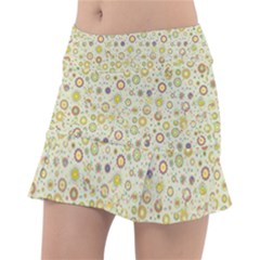 Abstract Flowers And Circle Tennis Skorts by DinzDas