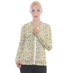 Abstract Flowers And Circle Casual Zip Up Jacket by DinzDas