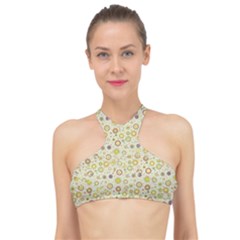 Abstract Flowers And Circle High Neck Bikini Top by DinzDas