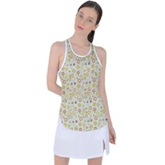 Abstract Flowers And Circle Racer Back Mesh Tank Top