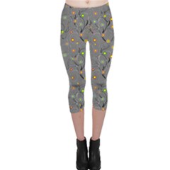 Abstract Flowers And Circle Capri Leggings  by DinzDas