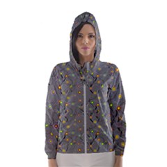 Abstract Flowers And Circle Women s Hooded Windbreaker by DinzDas