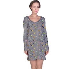 Abstract Flowers And Circle Long Sleeve Nightdress by DinzDas