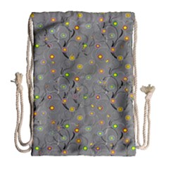 Abstract Flowers And Circle Drawstring Bag (large) by DinzDas