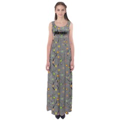 Abstract Flowers And Circle Empire Waist Maxi Dress by DinzDas