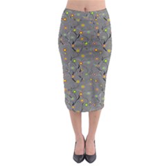 Abstract Flowers And Circle Midi Pencil Skirt by DinzDas