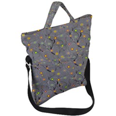Abstract Flowers And Circle Fold Over Handle Tote Bag by DinzDas