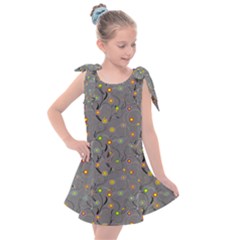 Abstract Flowers And Circle Kids  Tie Up Tunic Dress