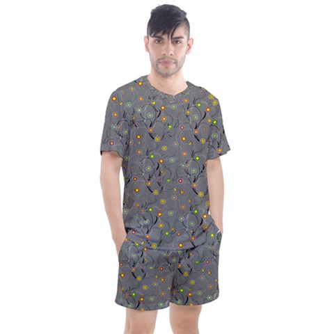 Abstract Flowers And Circle Men s Mesh Tee And Shorts Set by DinzDas