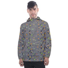 Abstract Flowers And Circle Men s Front Pocket Pullover Windbreaker by DinzDas