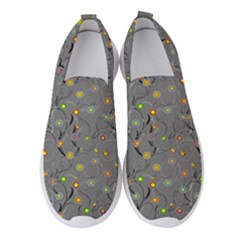 Abstract Flowers And Circle Women s Slip On Sneakers