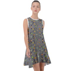 Abstract Flowers And Circle Frill Swing Dress by DinzDas