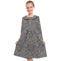 Abstract Flowers And Circle Kids  Midi Sailor Dress by DinzDas