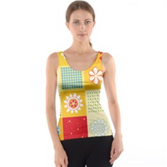 Abstract Flowers And Circle Tank Top by DinzDas