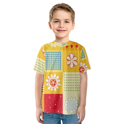 Abstract Flowers And Circle Kids  Sport Mesh Tee by DinzDas