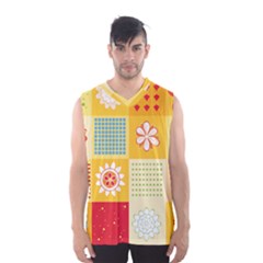 Abstract Flowers And Circle Men s Basketball Tank Top by DinzDas