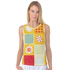 Abstract Flowers And Circle Women s Basketball Tank Top by DinzDas