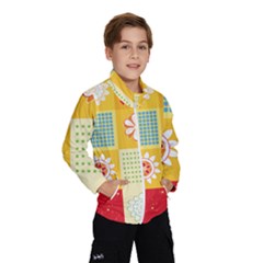 Abstract Flowers And Circle Kids  Windbreaker by DinzDas