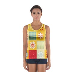 Abstract Flowers And Circle Sport Tank Top  by DinzDas