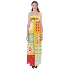 Abstract Flowers And Circle Empire Waist Maxi Dress by DinzDas