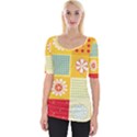 Abstract Flowers And Circle Wide Neckline Tee View1