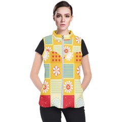 Abstract Flowers And Circle Women s Puffer Vest by DinzDas
