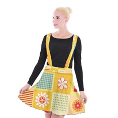 Abstract Flowers And Circle Suspender Skater Skirt by DinzDas