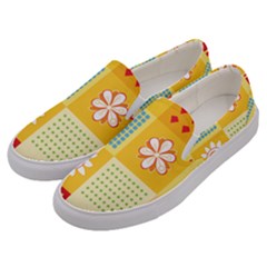 Abstract Flowers And Circle Men s Canvas Slip Ons by DinzDas