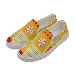 Abstract Flowers And Circle Women s Canvas Slip Ons by DinzDas